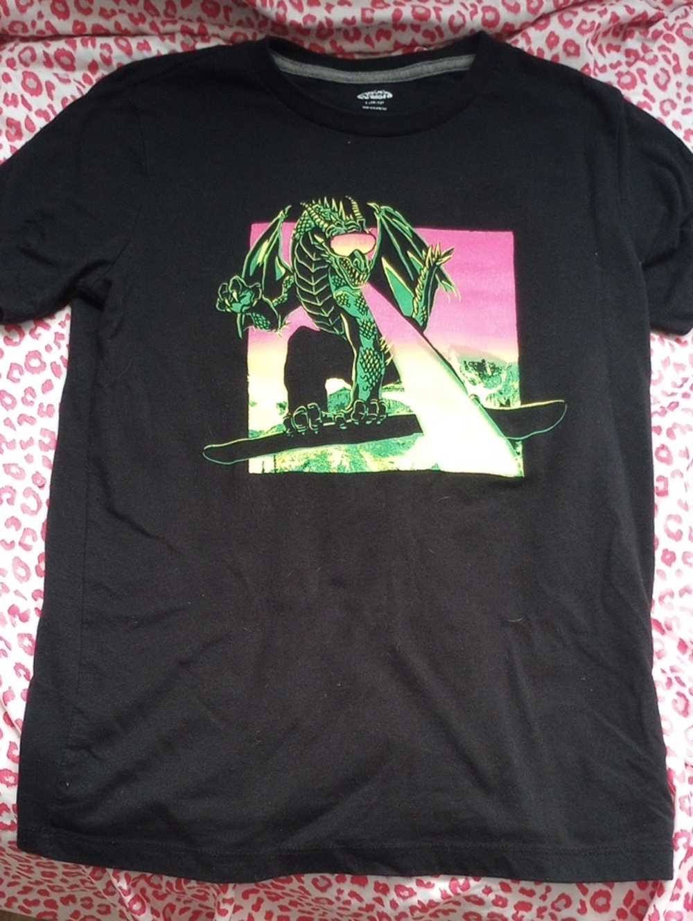 Justice Black Tee with White Logo and Gray Trim